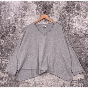 PLANET By Lauren G Top One Size Womens Gray Long Sleeve Asymmetrical Tunic
